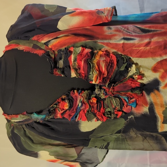 100% silk blouse 1x Plus size floral - Picture 2 of 8
